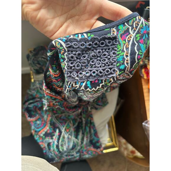 MAUVE by Anthropologie Women's Cut Blue Paisley Long Sleeve Midi Sleeve Size M - Picture 8 of 10